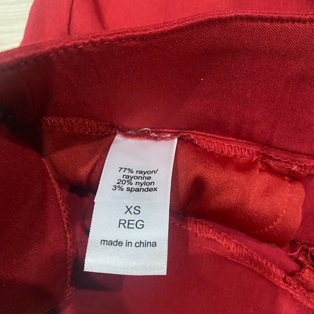 Maunces Red Slim Dress Pants XS Rayon Blend Career Workwear 0214 - Picture 2 of 8